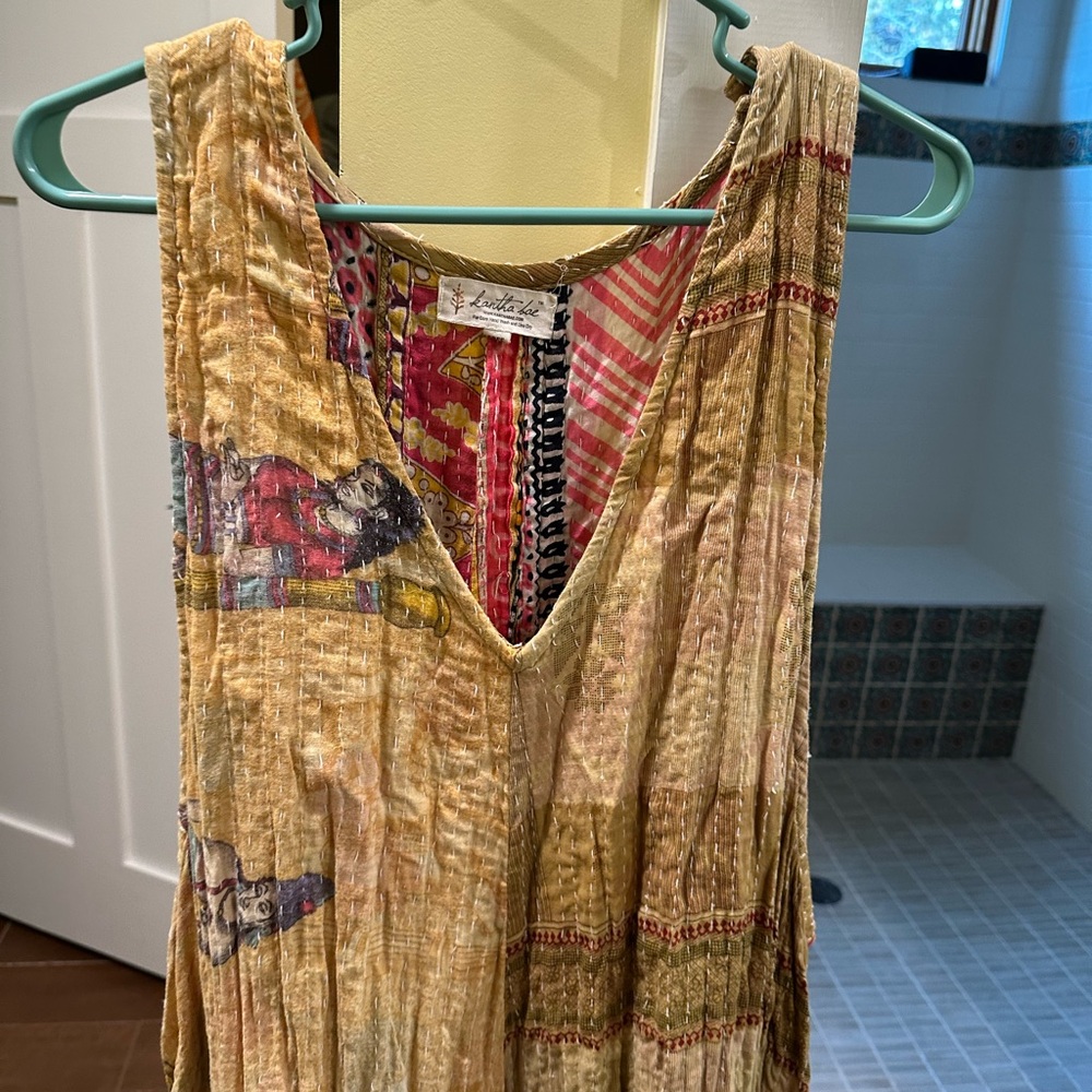 Comfy Kantha Bae cotton Harmony jumpsuit! Neutral w beautiful people! - Picture 3 of 10